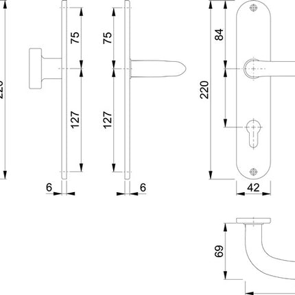 HOPPE Langschildgarnitur Marseille E58/302/1138Z Edelstahl F69 ( 3000252288 )