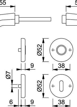 HOPPE Garniture à rosette Birmingham 1117/17KV/17KVS aluminium F1 ( 3000203400 )