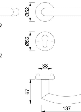 HOPPE Zestaw rozet Narvik E1430ZP/17KV/17KVS Stal nierdzewna F69 ( 3000252276 )