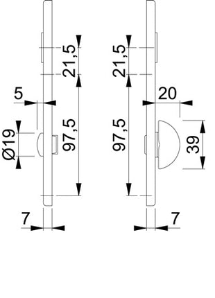 Par de escudos cortos HOPPE 202KP aluminio F2 (3000252026)