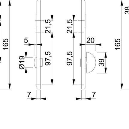 HOPPE Kurzschildpaar 202KP Aluminium F2 ( 3000252026 )