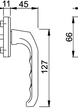 HOPPE Fenstergriff London 013/U34 Aluminium F2 / neusilberfarbig ( 3360003014 )