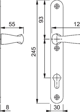 HOPPE Juego puerta perfil 1/2 New York 1810/3346SN aluminio F9016 (3000203615)