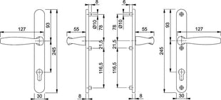 HOPPE Profil-Garnitur New York 1810/3346 Aluminium F1 ( 3000203620 )