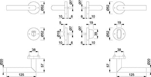 HOPPE Zestaw rozet Amsterdam E1400/42H/42HKVS Stal nierdzewna F69 ( 3000203116 )