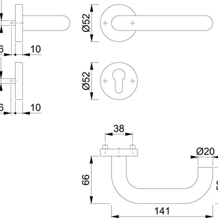HOPPE Rosettengarnitur Paris E138/42H/42HKVS Edelstahl F69 ( 3000203101 )