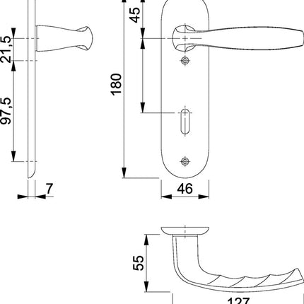 HOPPE Kurzschildgarnitur New York 1810/273KP Aluminium F1 ( 3000203554 )