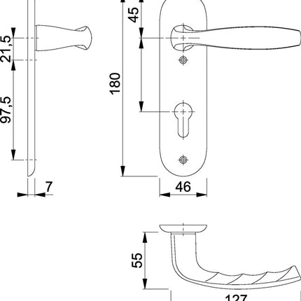 HOPPE Kurzschildgarnitur New York 1810/273KP Aluminium F1 ( 3000203555 )