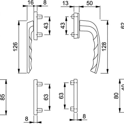 HOPPE Balkongarnitur New York 099KH/961N/U10/… Aluminium F1 ( 3000203702 )