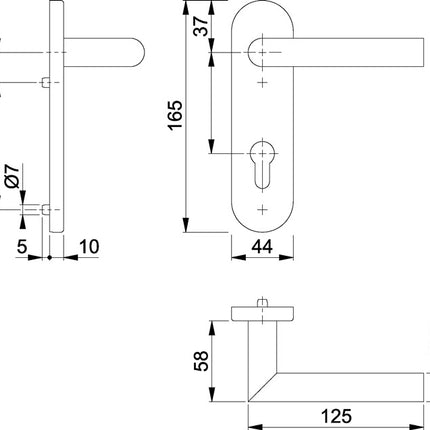 HOPPE Kurzschildgarnitur Amsterdam E1400/353KH Edelstahl F69 ( 3000203119 )