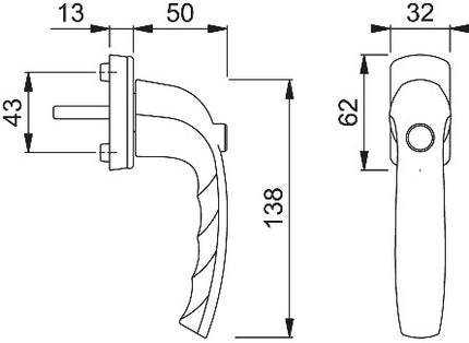 HOPPE Fenstergriff New York 0810SV/U10 Aluminium F9016 / verkehrsweiß ( 3000203690 )