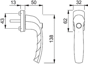 HOPPE Fenstergriff New York 0810SV/U10 Aluminium F9016 / verkehrsweiß ( 3000203691 )