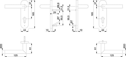 HOPPE Feuerschutzgarnitur Amsterdam FS-E1400/353KH Edelstahl F69 D/D ( 3000203124 )