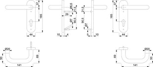 HOPPE Feuerschutzgarnitur Paris FS-E138/353KH AP Edelstahl F69 D/D ( 3000203113 )