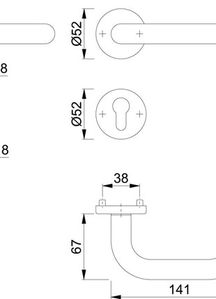 HOPPE Rosettengarnitur Paris E138Z/42KV/42KVS Edelstahl F69 ( 3000203009 )