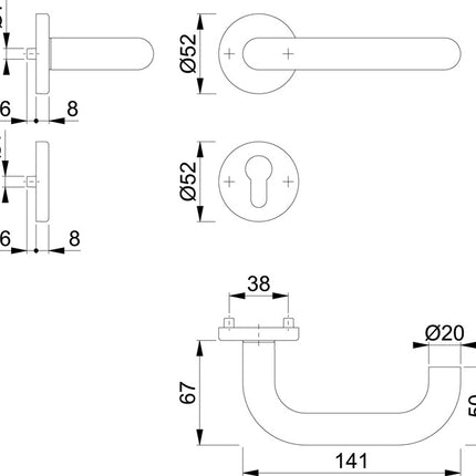 HOPPE Rosettengarnitur Paris E138Z/42KV/42KVS Edelstahl F69 ( 3000203009 )
