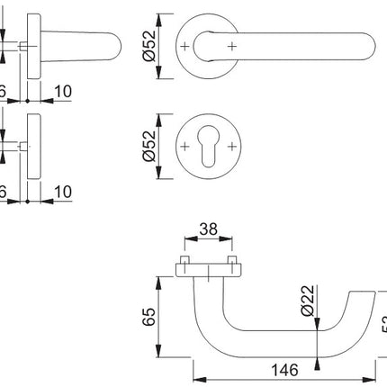 HOPPE Rosettengarnitur Paris 138/42H/42HKVS Aluminium F1 ( 3000220113 )