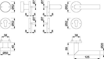 HOPPE Rosettengarnitur Amsterdam E58/42KV/42KVS/1400Z Edelstahl F69 ( 3000203003 )