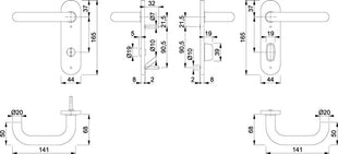 Juego de escudos cortos HOPPE Paris E138Z/353K acero inoxidable F69 (3000203014)