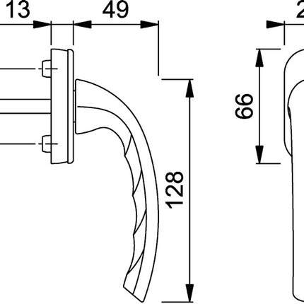 HOPPE Fenstergriff Tokyo 0710/U26 Aluminium F1 / naturfarbig ( 3360003011 )
