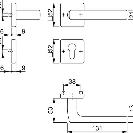 HOPPE Rosettengarnitur Dallas E1643Z/52KV/52KVS Edelstahl F69 ( 3000220025 )