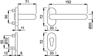 HOPPE kit de protection incendie Paris FS-138GF/55/55S aluminium F1-2 D/D (3000251146)