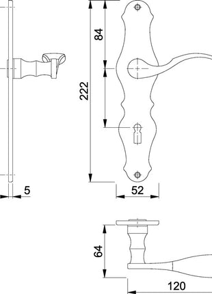 HOPPE Langschildgarnitur Weimar M112SLN/2007 Messing F71 ( 3000253090 )