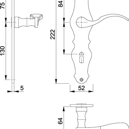 HOPPE Langschildgarnitur Weimar M112SLN/2007 Messing F71 ( 3000253090 )