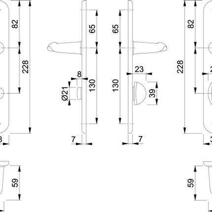 HOPPE Langschildgarnitur Istanbul M171/332P Messing F71 ( 3000253685 )