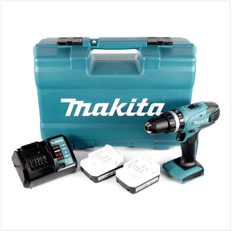 Makita HP 347 DWEX3 Akku Schlagbohrschrauber im Transportkoffer mit 74 tlg. Zubehör + 2x 1,3 Ah Akkus und DC18 WA Ladegerät - Toolbrothers