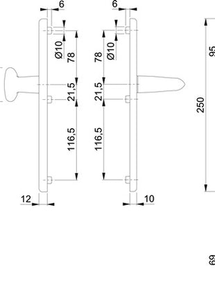 Juego de protección HOPPE Marsella 76G/3331/3410/1138 aluminio F1 (3000209081)