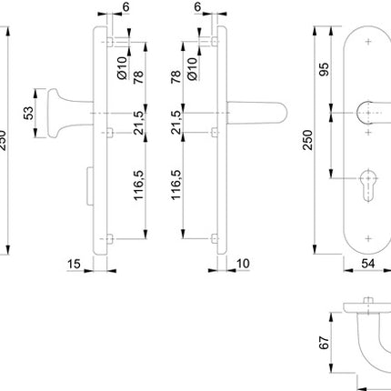 HOPPE Schutzgarnitur Paris 86G/3332ZA/3310/138 Aluminium F1 ( 3000209112 )