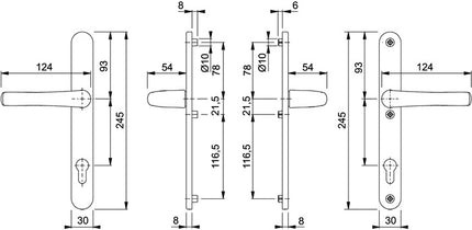 HOPPE Profiltürgarnitur Tôkyô 1710RH/3346 Aluminium F9016 ( 3000252776 )