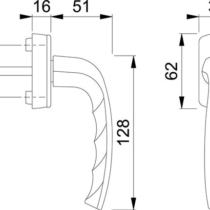 HOPPE Fenstergriff New York 0810/US10 Aluminium F9 / stahlfarbig ( 3000203781 )