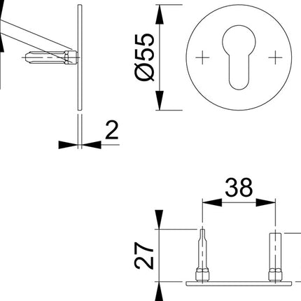 HOPPE Schlüsselrosetten-Paar E849NS Edelstahl F69 ( 3000203536 )