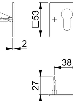 Par de rosetas de llaves HOPPE E848NS acero inoxidable F69 (3000203533)