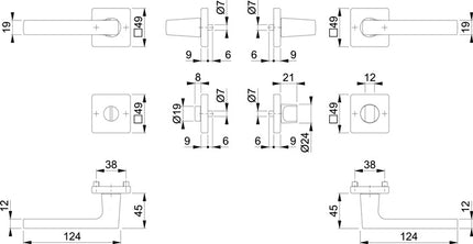 HOPPE Rosettengarnitur Dallas M1643/843KV/843KVS Messing F96-1-R ( 8000460255 )
