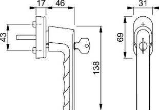 HOPPE Fenstergriff Hamburg 0700S/UD9020 Aluminium F9016 / verkehrsweiß ( 3000203985 )