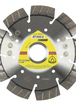 Disco de corte diamantado KLINGSPOR DT 900 U Especial Ø 125 mm orificio 22,23 mm (8000351575)