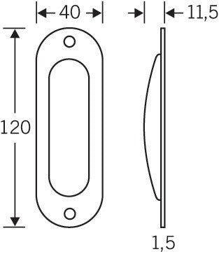 FSB Schiebetürmuschel 42 4212 Aluminium F2 / neusilberfarbig oval ( 3000252564 )