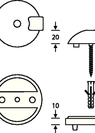 Butoir de porte au sol FSB 38 3884 Ø 70 mm hauteur 20 mm (3316002016)