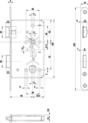 BKS Zimmertür-Einsteckschloss 0515 BAD 20/ 65/78/8 mm DIN links ( 3000210504 )