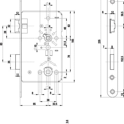 BKS Zimmertür-Einsteckschloss 0515 BAD 24/ 60/78/8 mm DIN links ( 3000210508 )