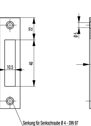 Cerradero plano BKS de acero inoxidable S412, cuadrado (3000250568)