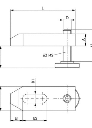 AMF Spanneisen Nr. 6314V für T-Nut 12 + 14 mm ( 4000603022 )