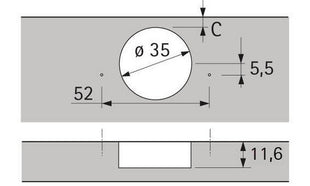 HETTICH Weitwinkelscharnier Sensys 8657i mit integrierter Dämpfung TH 52 ( 8000612696 )