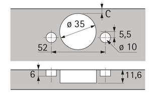 HETTICH Bisagra gran angular Sensys 8657i con amortiguación integrada THS 55 (8000612699)