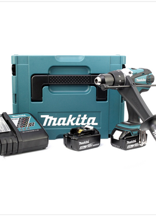 Makita DHP 458 RMJ Akku-Schlagbohrschrauber 18V 91Nm + 2x 4,0 Ah Akku + Ladegerät + Makpac + 60-teiliges Bit- und Bohrer Set - Toolbrothers