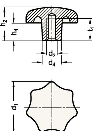 GANTER Sterngriff DIN 6336 mit Gewindebuchse ( 4601000858 )