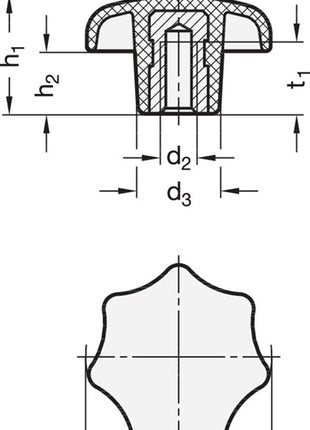 GANTER Sterngriff DIN 6336 mit Gewindebuchse ( 4601000862 )